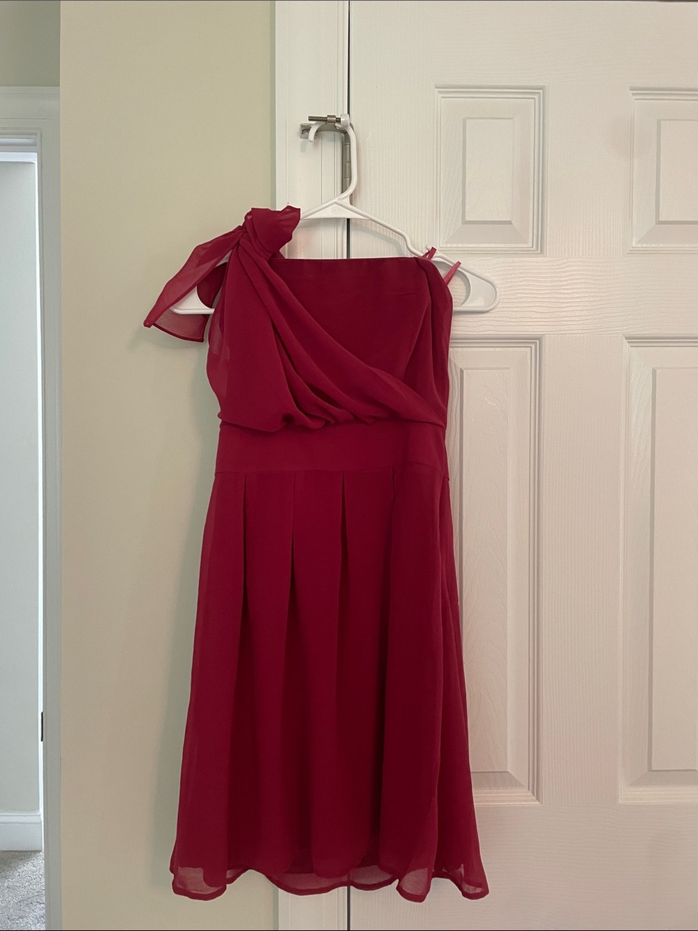 Emmelee for F.C. One-Shoulder Chiffon Dress in Deep Rose